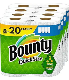 Bounty Quick Size Paper Towels, White, 8 Family Rolls = 20 Regular Rolls